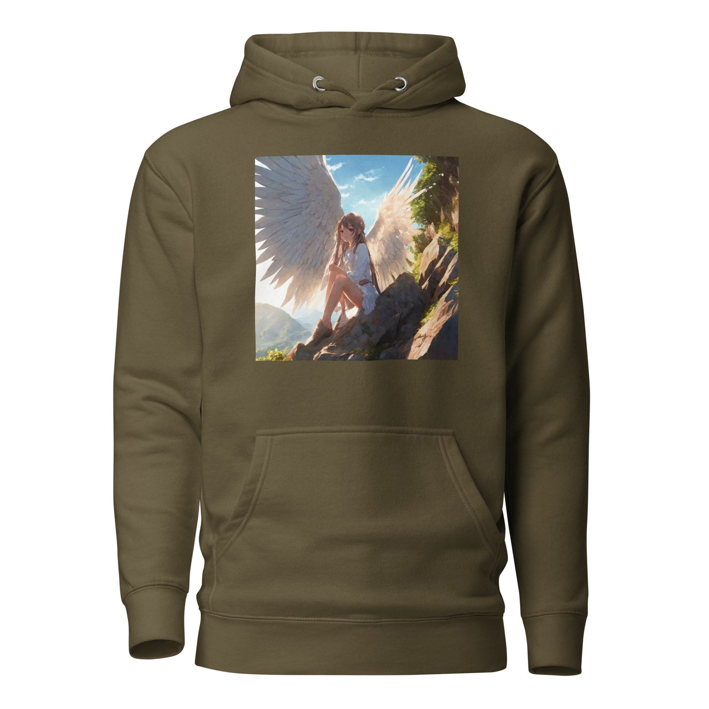 Beautiful Angel Women's Anime Hoodie Military Green