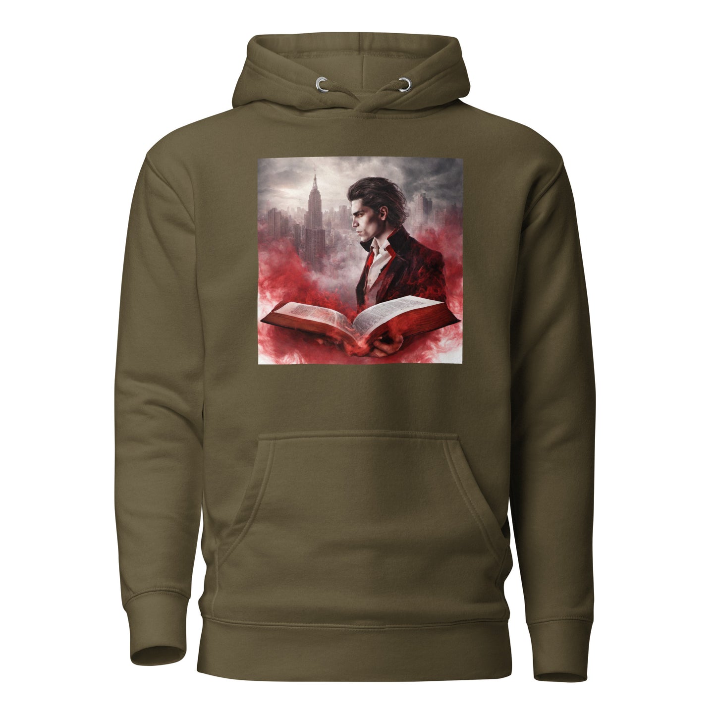 Women's Vampire Book Fan Hoodie Military Green