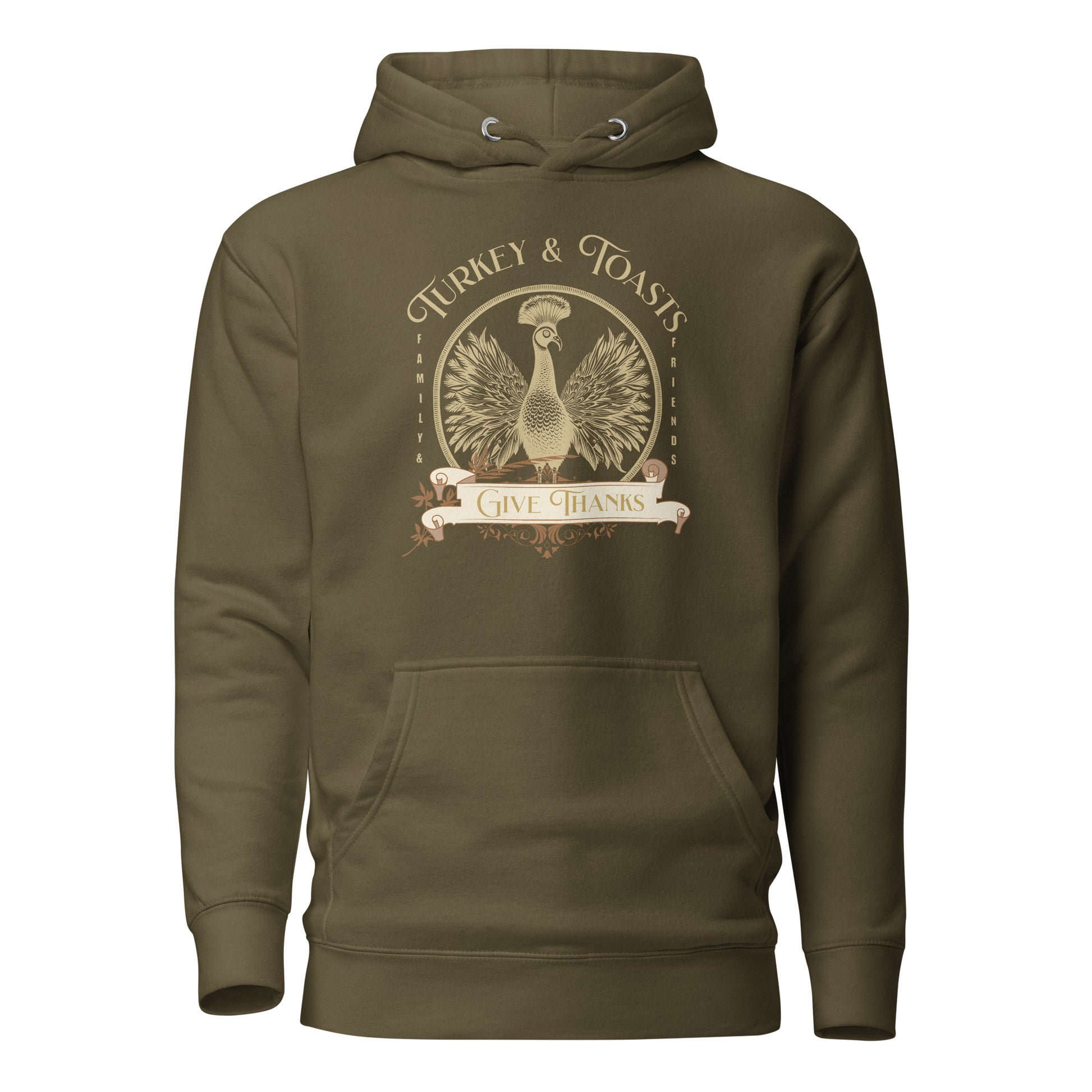 Turkey & Toasts Give Thanks Women's Hoodie Military Green