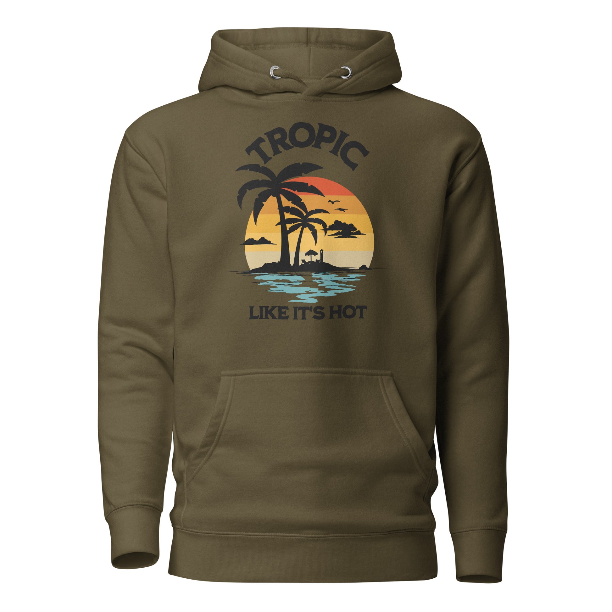 Tropic Like It's Hot Women's Summer Hoodie Military Green