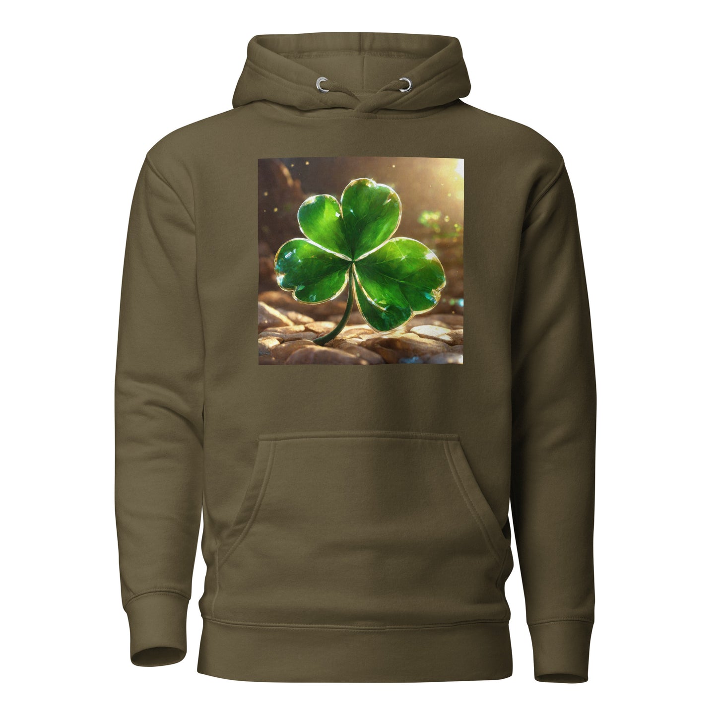 Lucky Four Leaf Clover Women's St Patrick's Day Hoodie Military Green