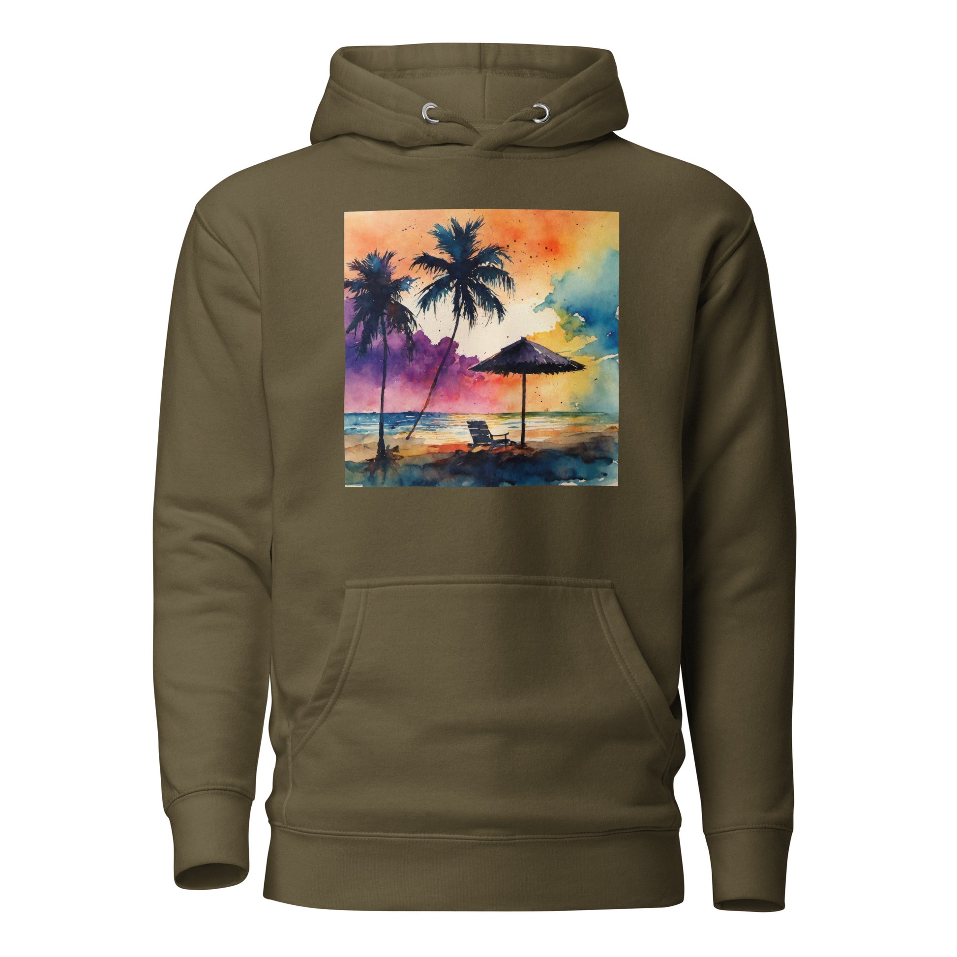 Beautiful Summer Paradise Women's Beach Hoodie Military Green