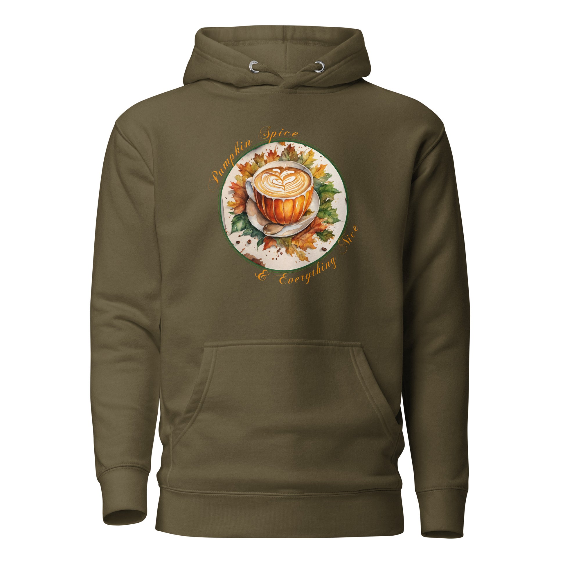 Pumpkin Spice & Everything Nice Women's Fall Hoodie Military Green