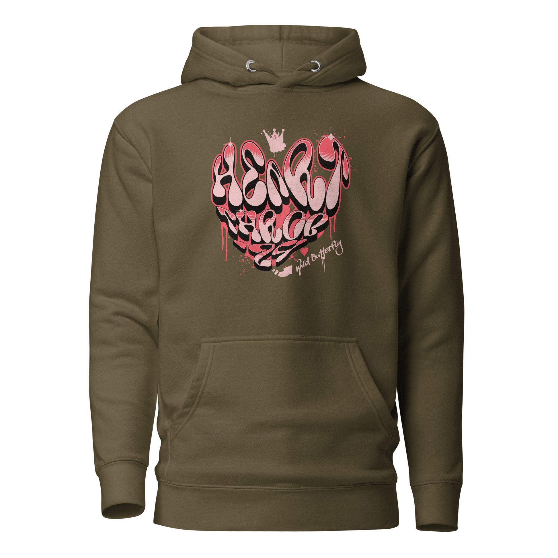 Heart Throb '24 Women's Valentine's Day Hoodie Military Green