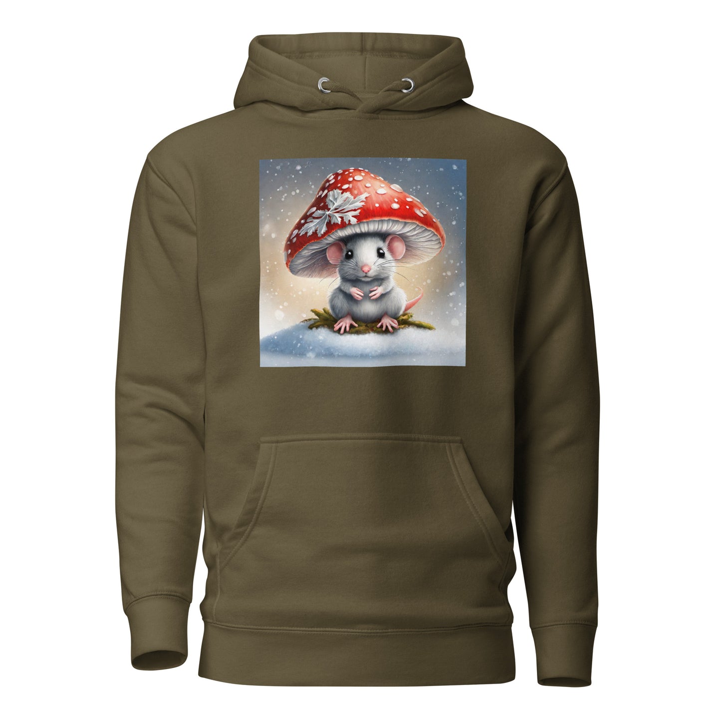 Winter Mouse Women's Holiday Hoodie Military Green