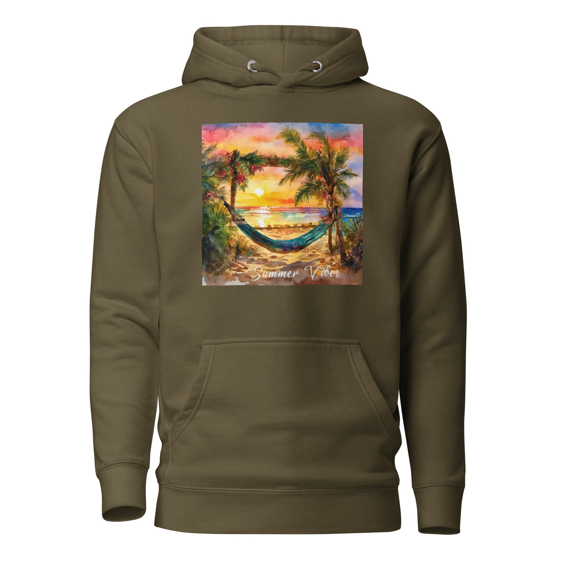 Summer Vibes Women's Beach Hoodie Military Green