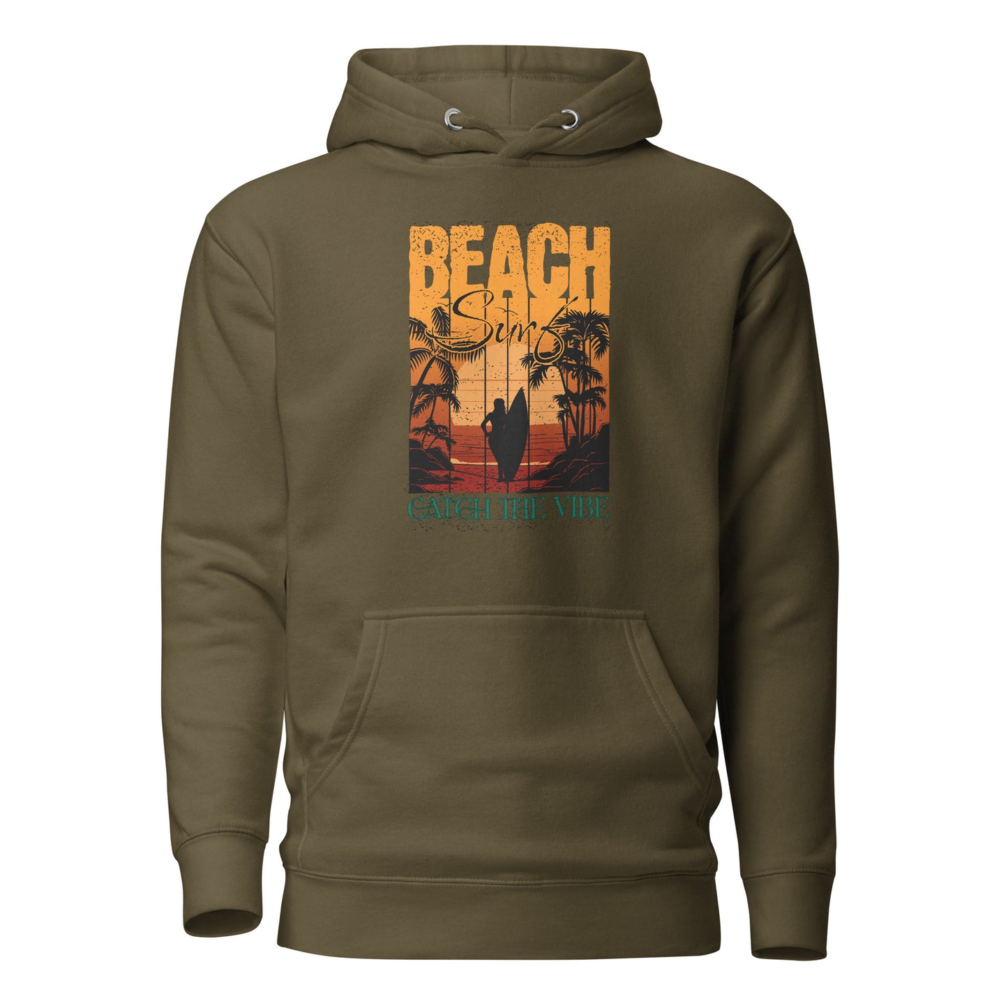 Catch the Vibe Surfing Women's Hoodie Military Green