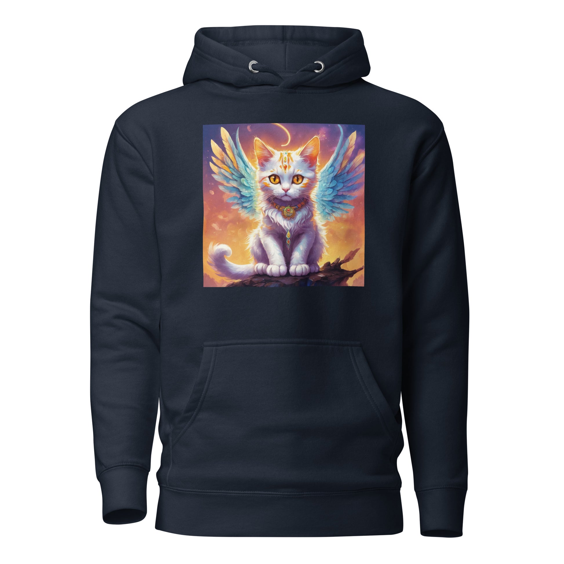 Cat with Wings Women's Graphic Hoodie Navy Blazer