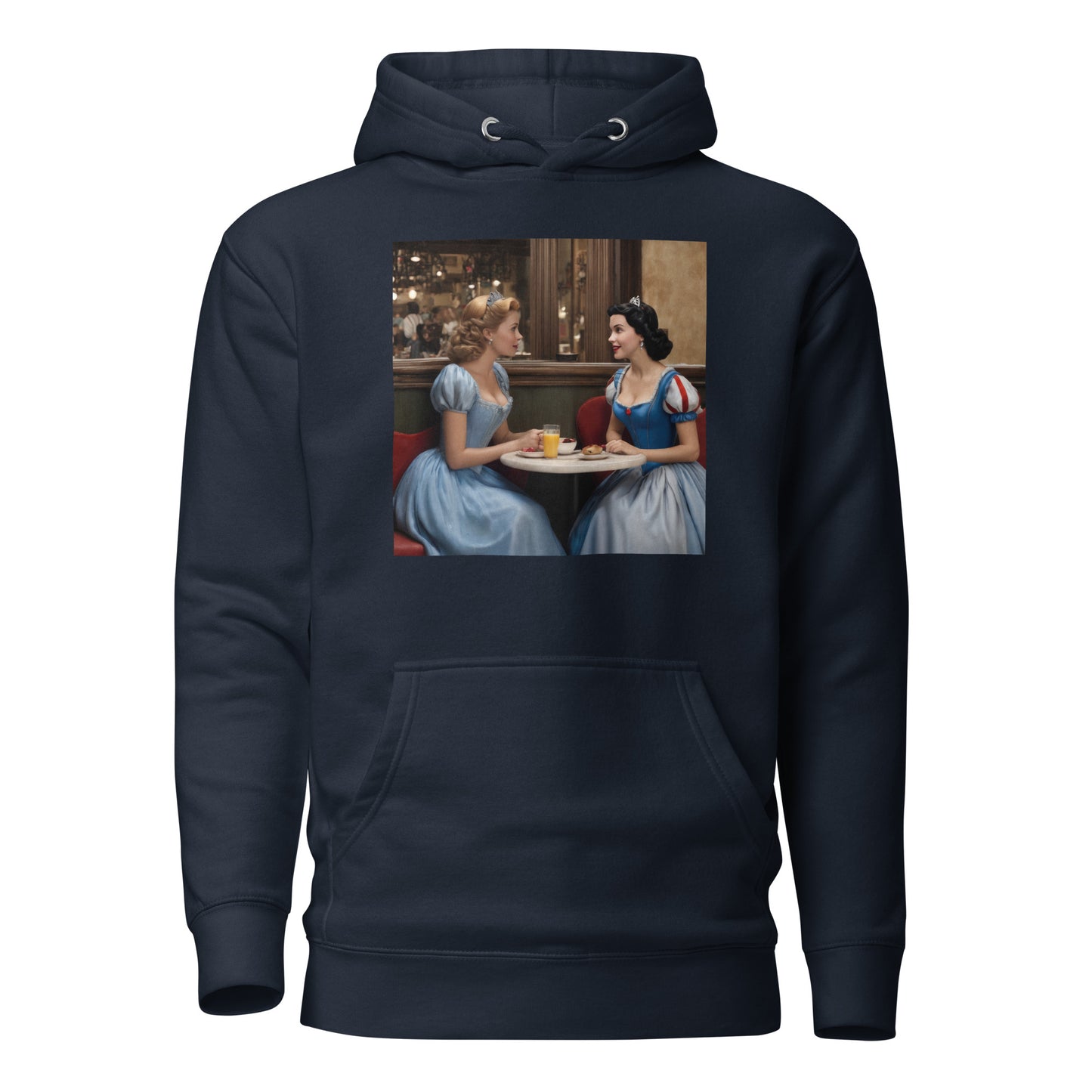 Cinderella and Snow White at a Cafe Hoodie Navy Blazer