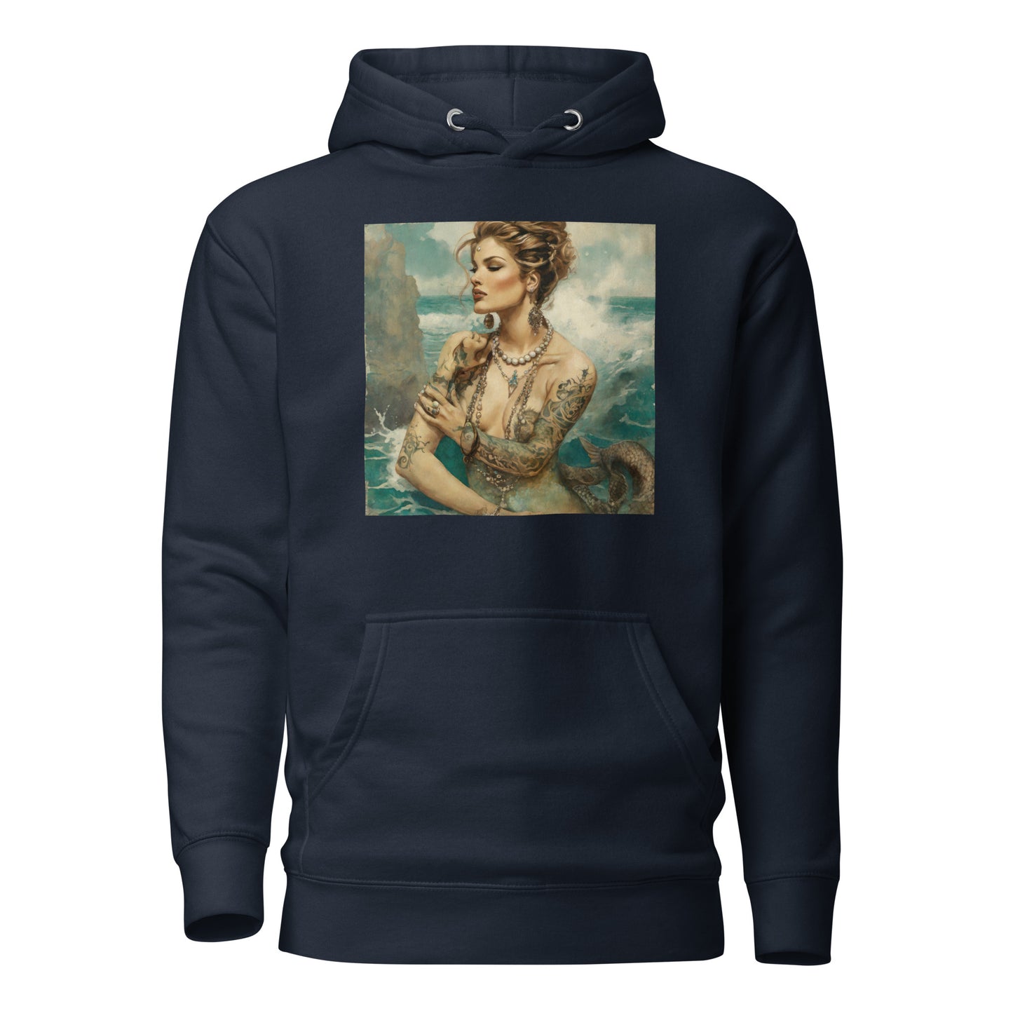 Mermaid with Tattoos Women's Hoodie Navy Blazer