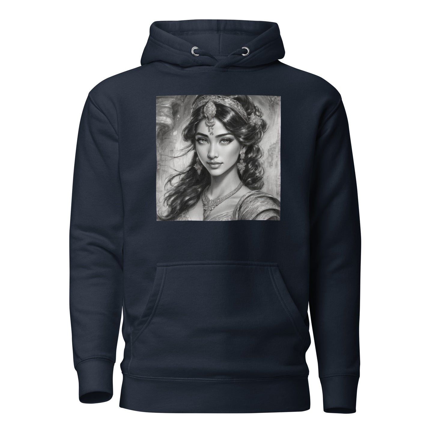 Princess Jasmine Pencil Sketch Women's Hoodie Navy Blazer