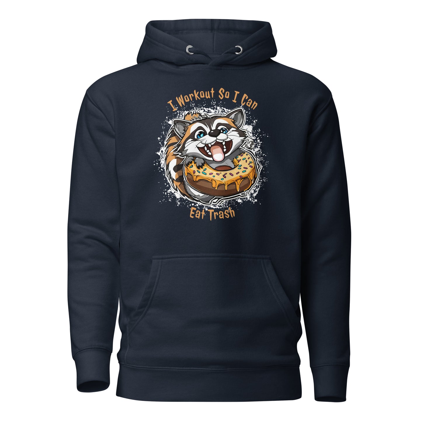 Raccoon Workout Women's Funny Hoodie Navy Blazer