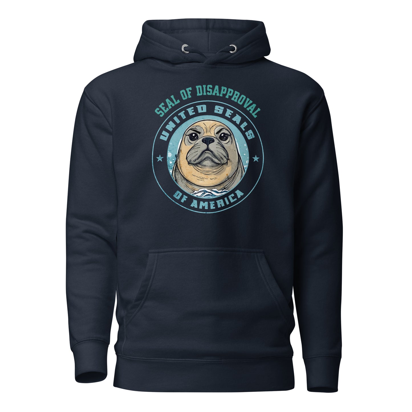 Seal of Disapproval Women's Funny Hoodie Navy Blazer