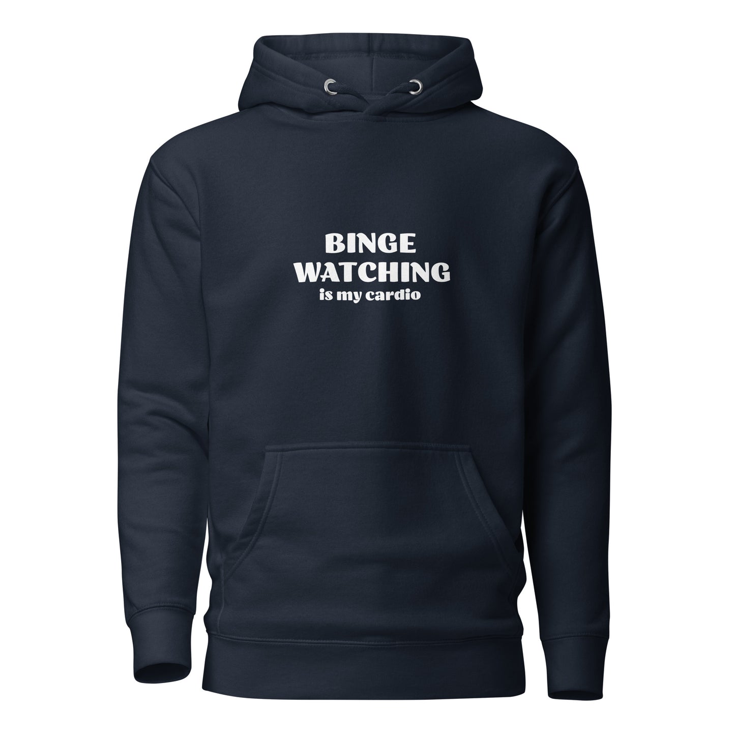 Binge Watching is my Cardio Women's Funny Hoodie Navy Blazer