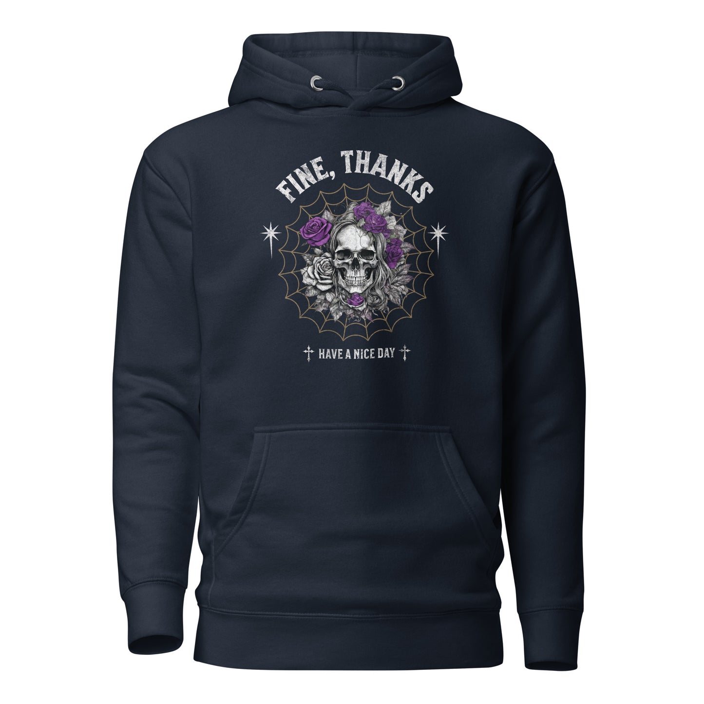 Fine Thanks Skull Women's Funny Hoodie Navy Blazer