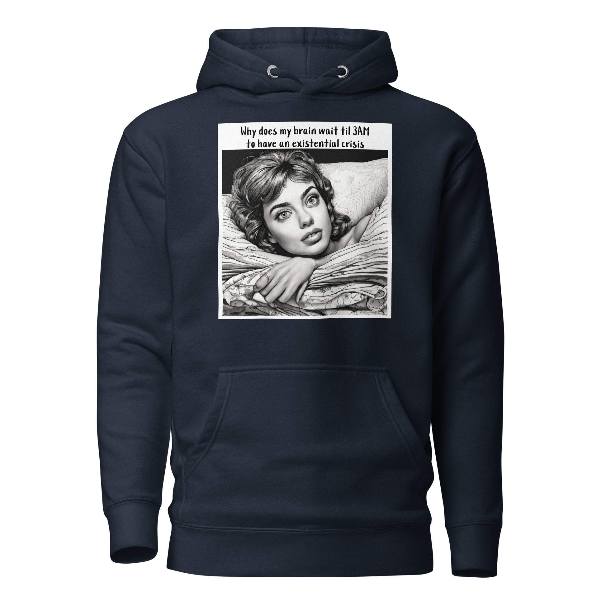 3AM Existential Crisis Women's Funny Hoodie Navy Blazer