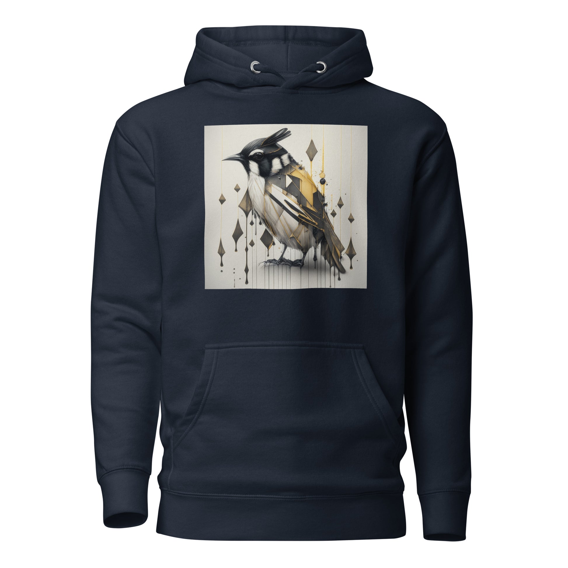 Geometric Chickadee Bird Women's Graphic Hoodie Navy Blazer