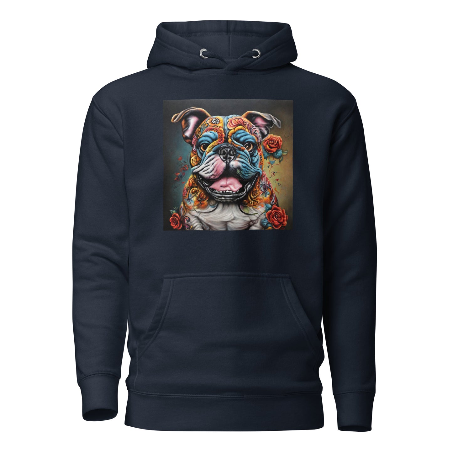 Day of the Dead Bulldog Women's Dog Lover Hoodie Navy Blazer