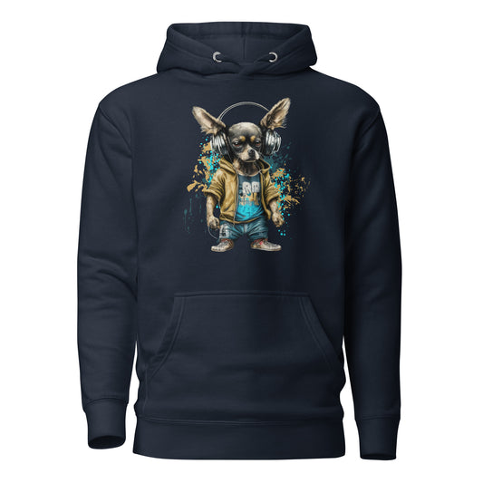 Cool Beats Chihuahua Women's Animal Hoodie Navy Blazer