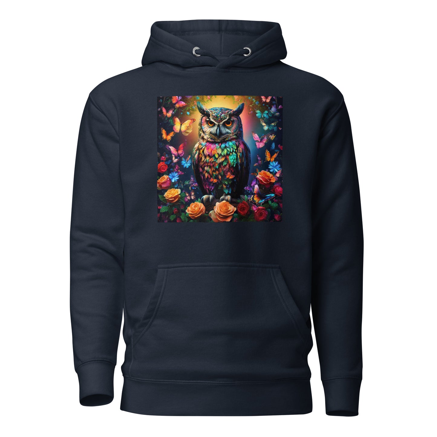 Owl and Roses Women's Animal Lover Hoodie Navy Blazer