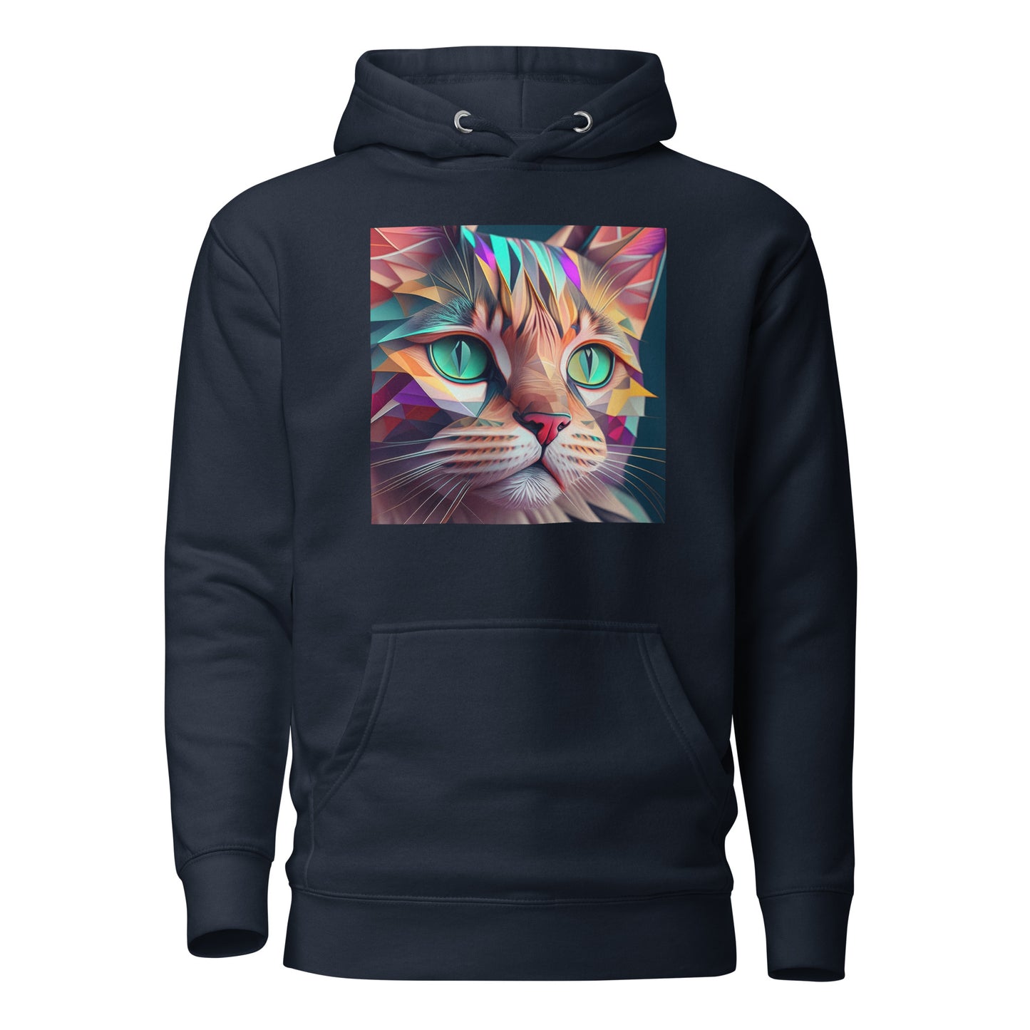 Geometric Cat Women's Cat Lover Hoodie Navy Blazer