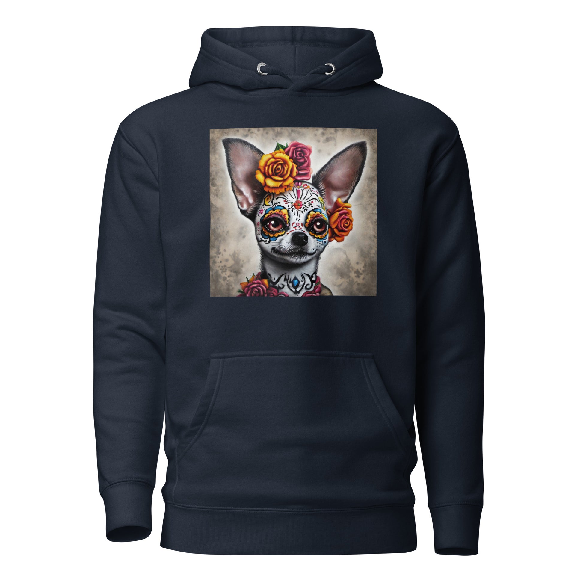 Day of the Dead Chihuahua Women's Dog Lover Hoodie Navy Blazer