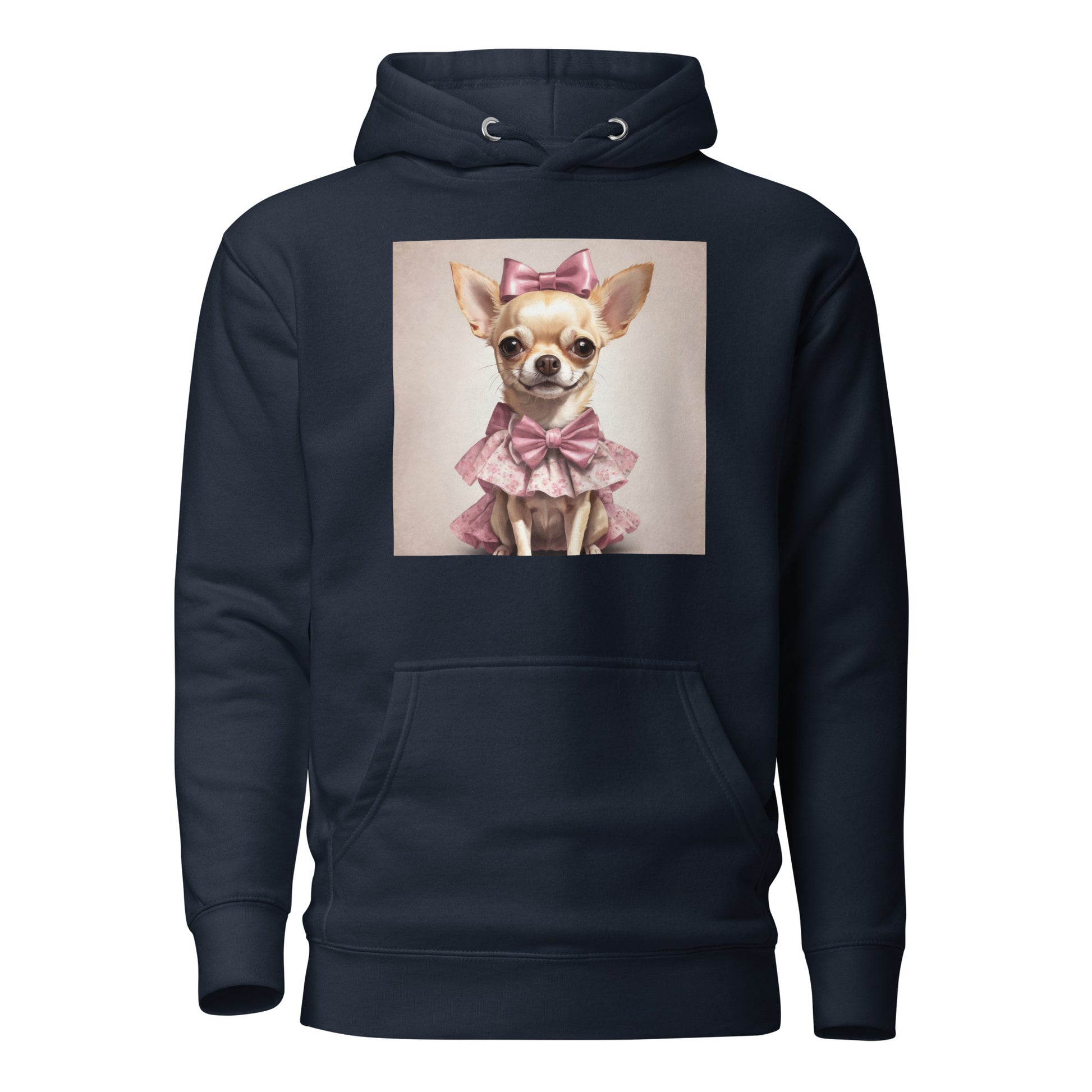 Chihuahua in Pink Dress Women's Dog Lover Hoodie Navy Blazer