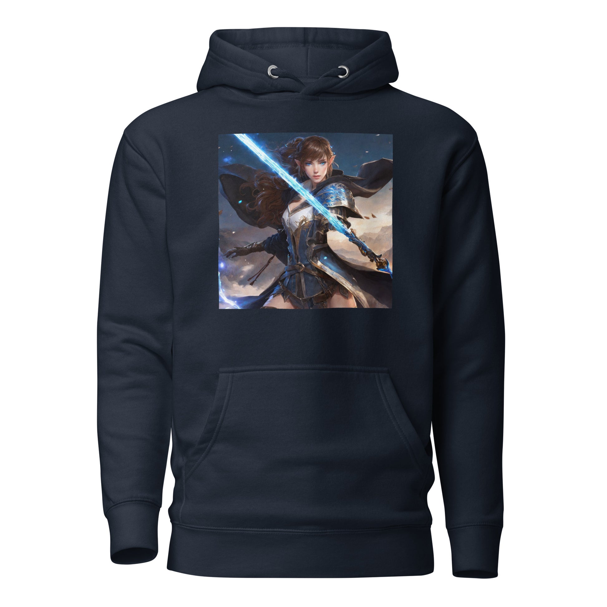 Elven Defender Women's Fantasy Anime Hoodie Navy Blazer