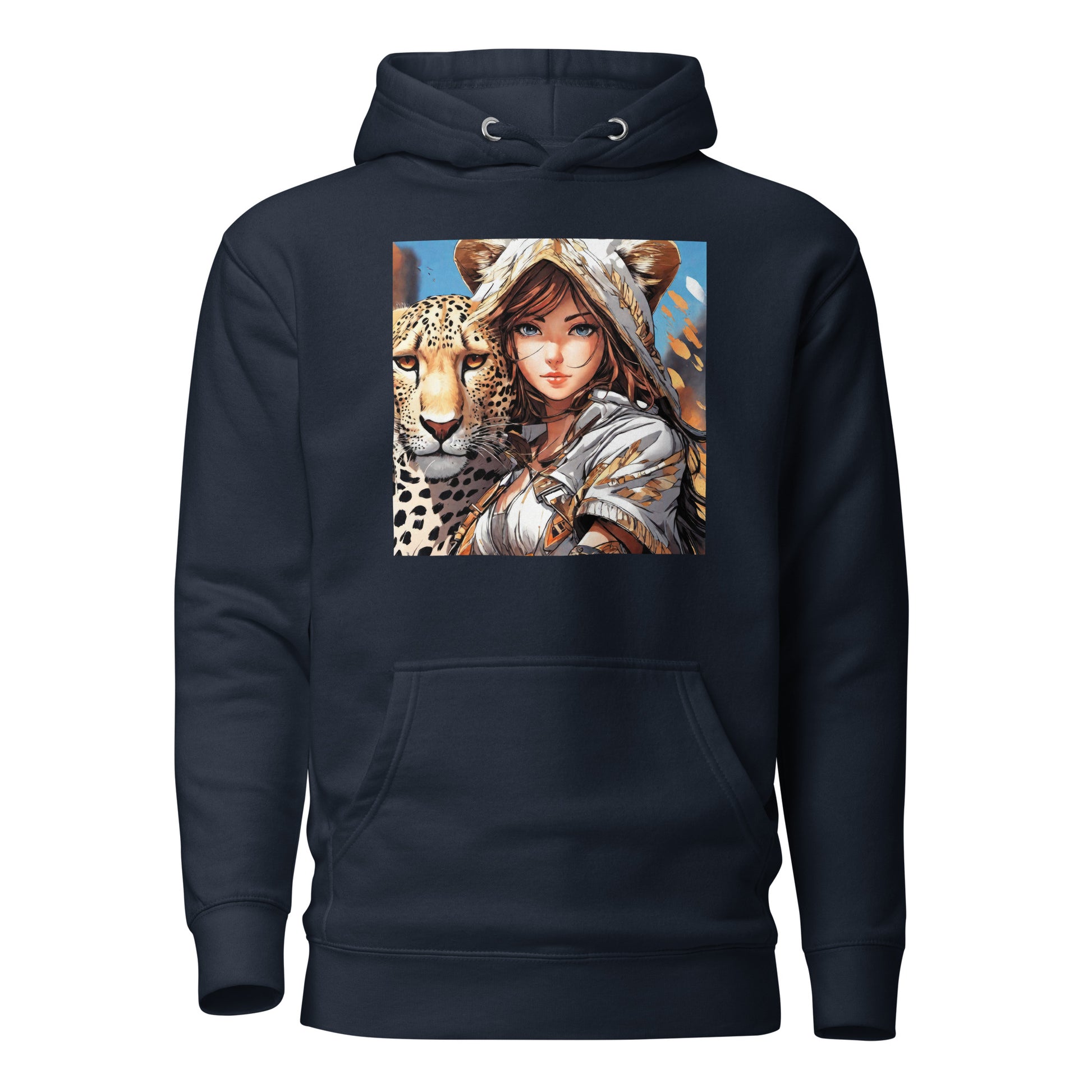 Leopard Queen Women's Anime Hoodie Navy Blazer