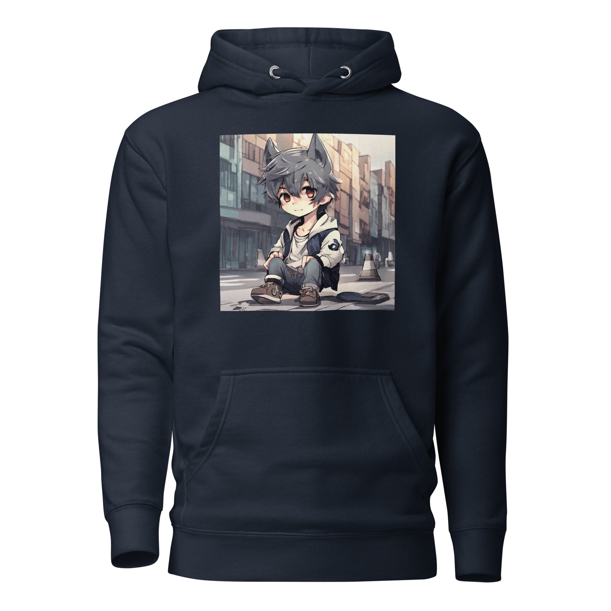 Wolf Spirit Women's Anime Hoodie Navy Blazer