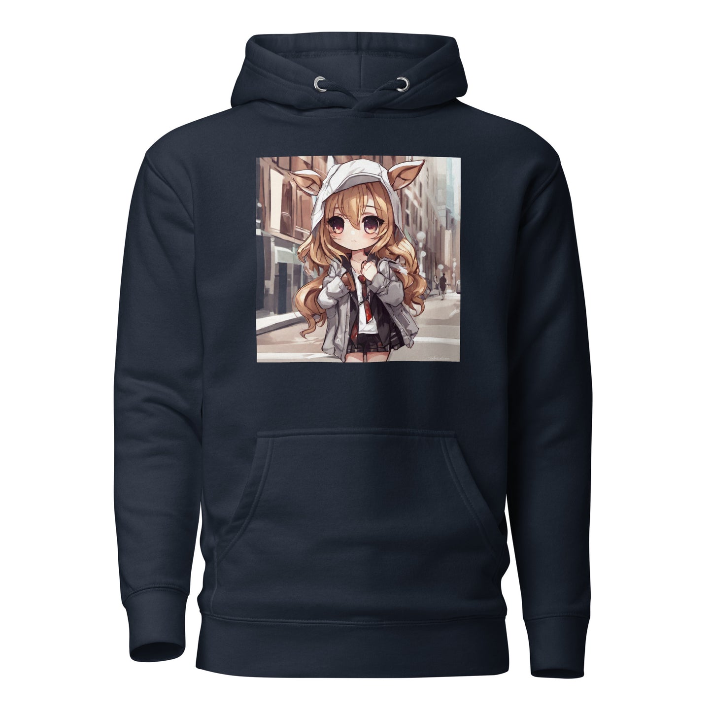 Deer Girl Women's Anime Hoodie Navy Blazer