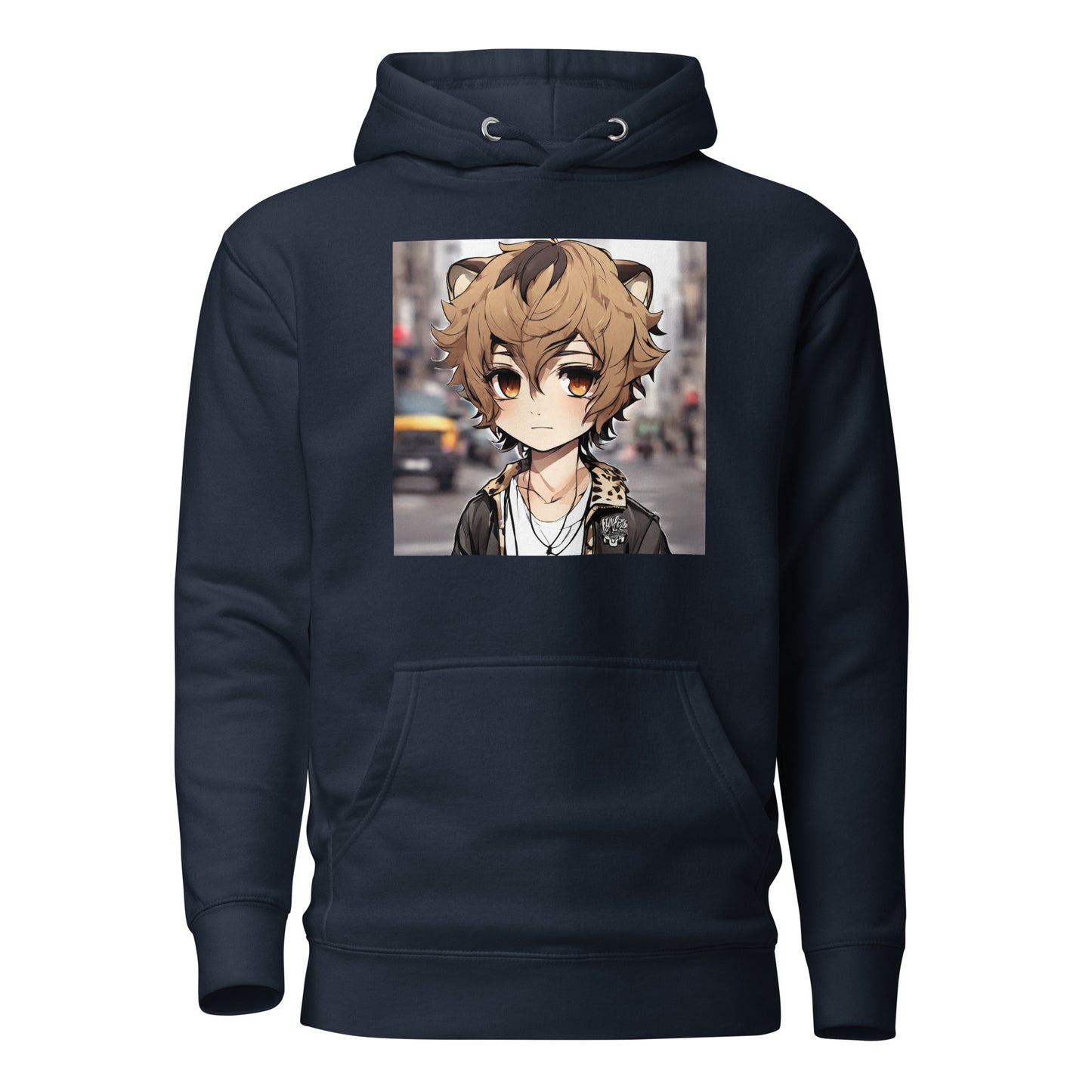 Leopard Boy Women's Anime Hoodie Navy Blazer