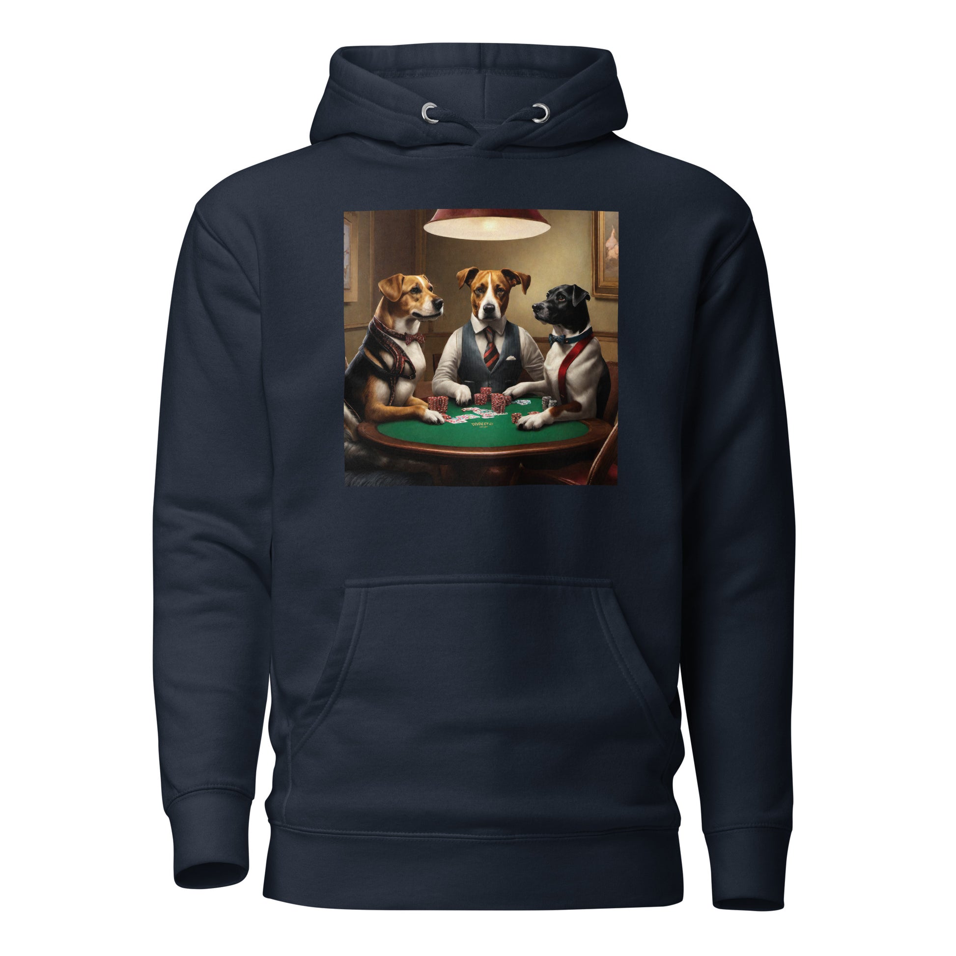 Pooches Playing Poker Women's Funny Hoodie Navy Blazer