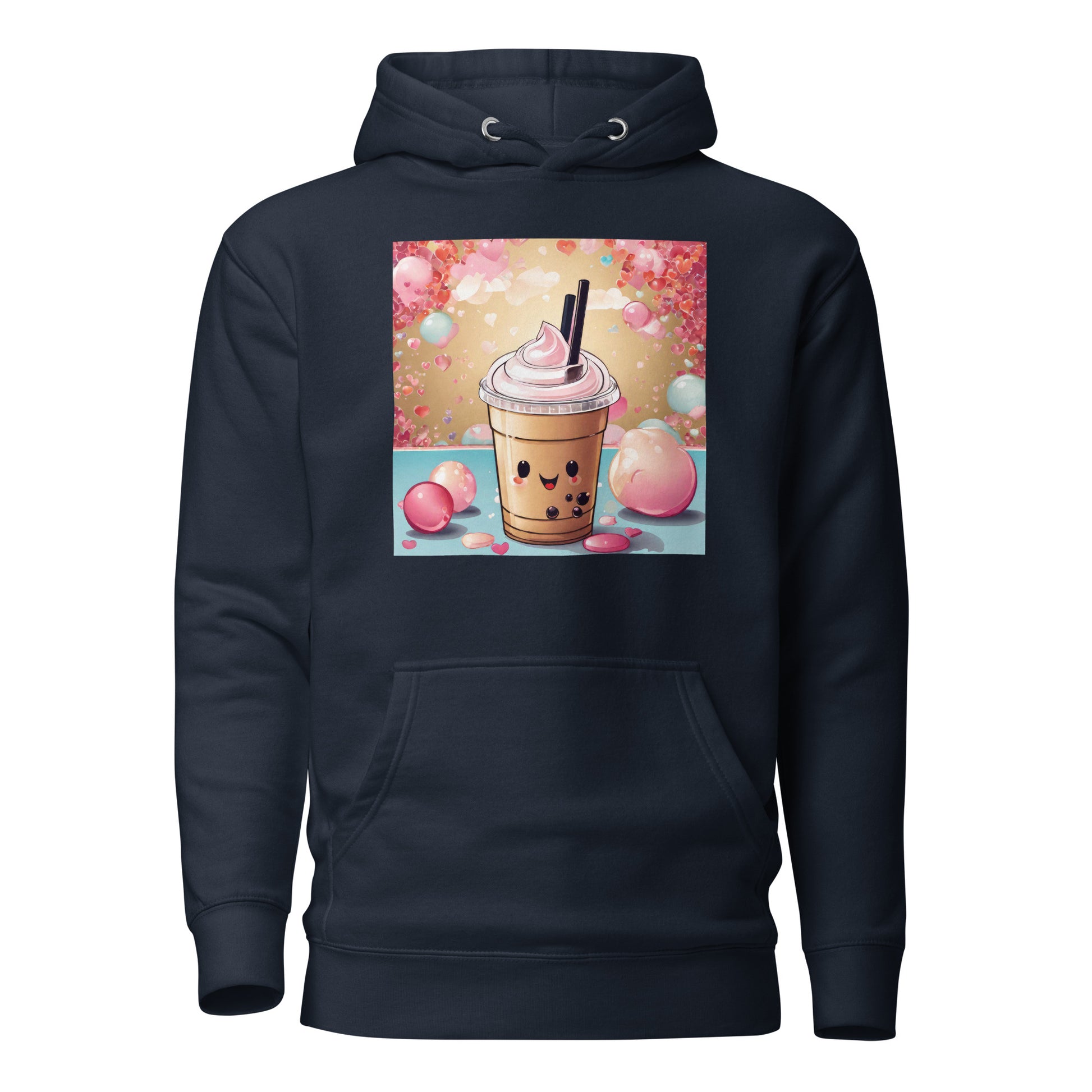 Cute Bubble Milk Tea Women's Boba Hoodie Navy Blazer