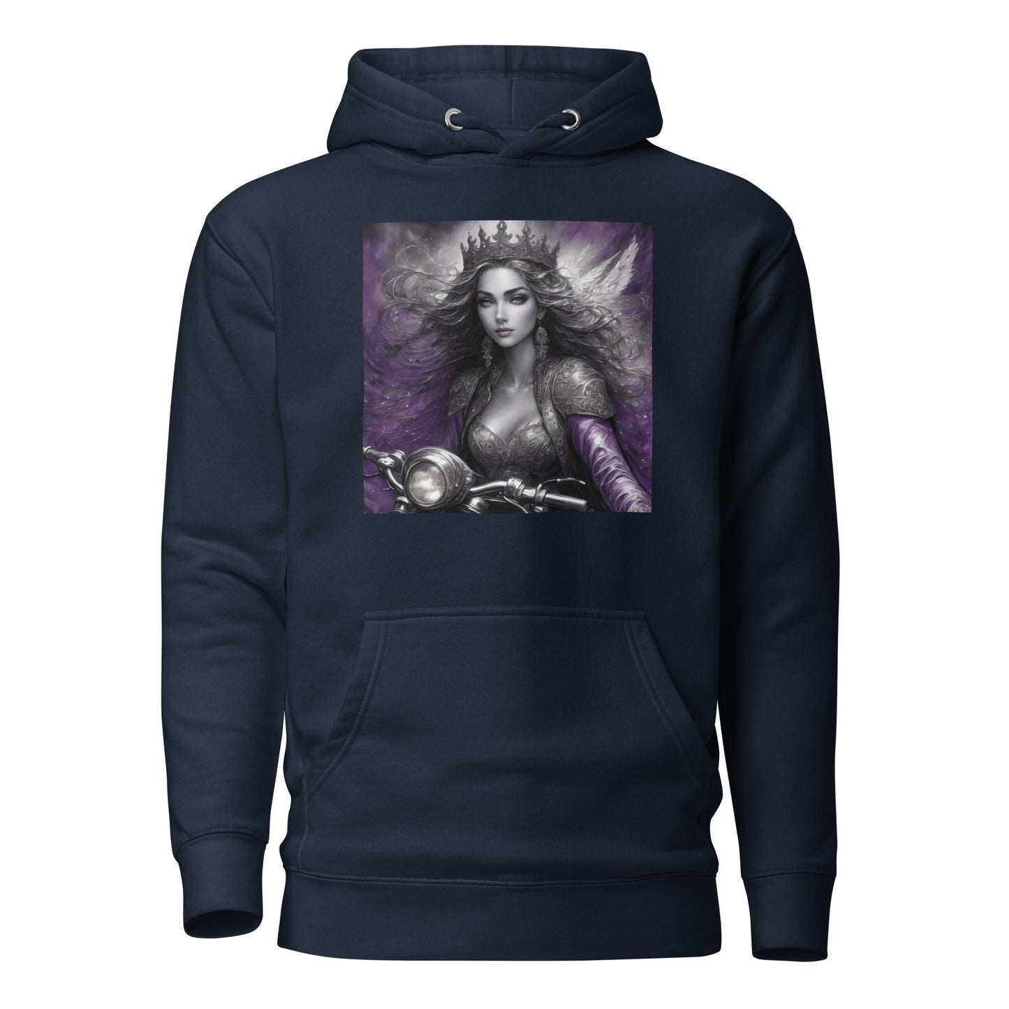 Princess Woman Riding a Motorcycle Hoodie Navy Blazer