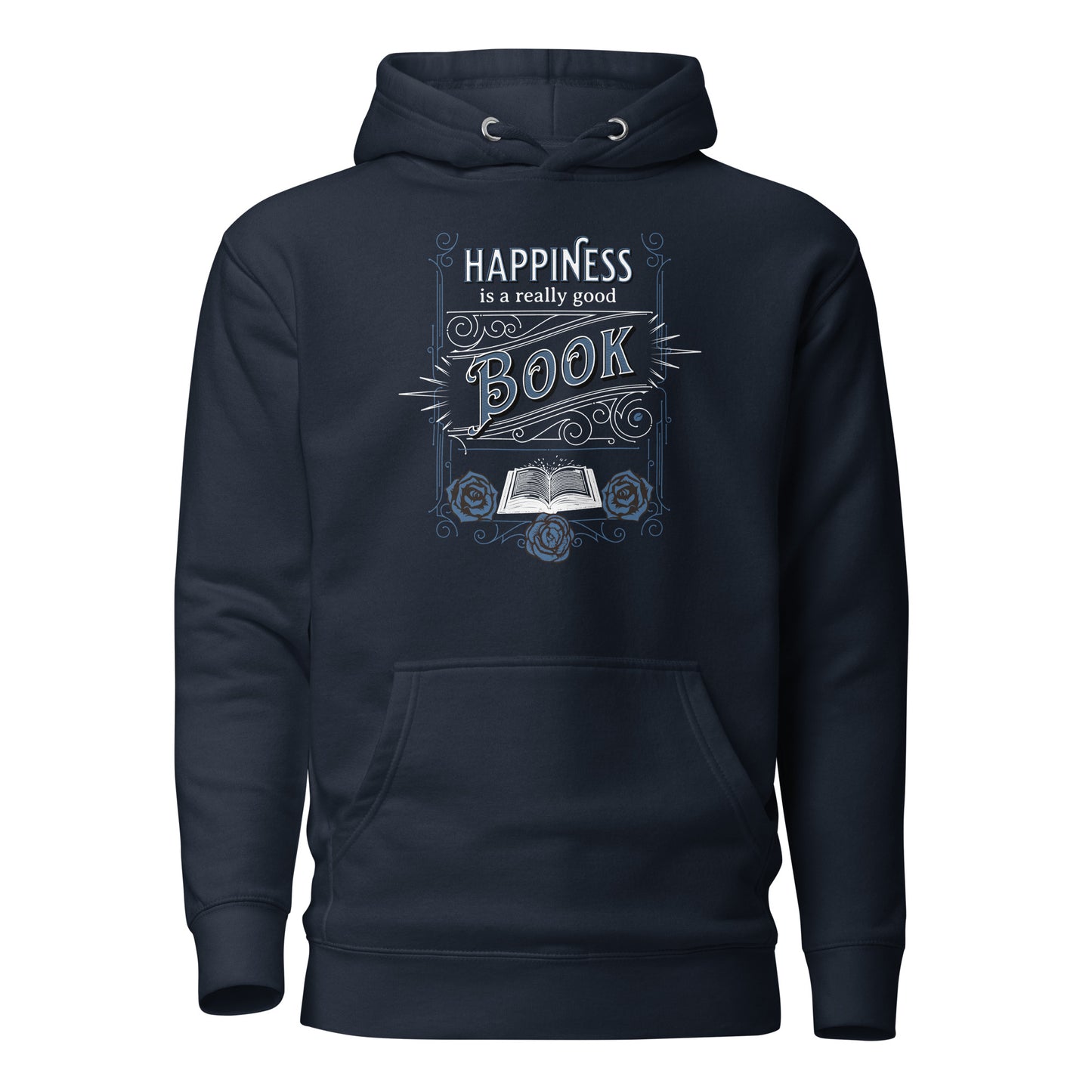 Happiness is a Really Good Book Women's Reader Hoodie Navy Blazer