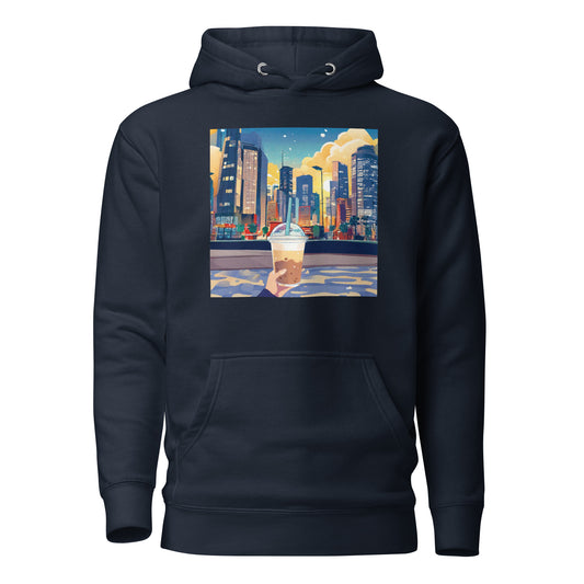 Women's Hand Holding Up Bubble Milk Tea Boba Hoodie Navy Blazer