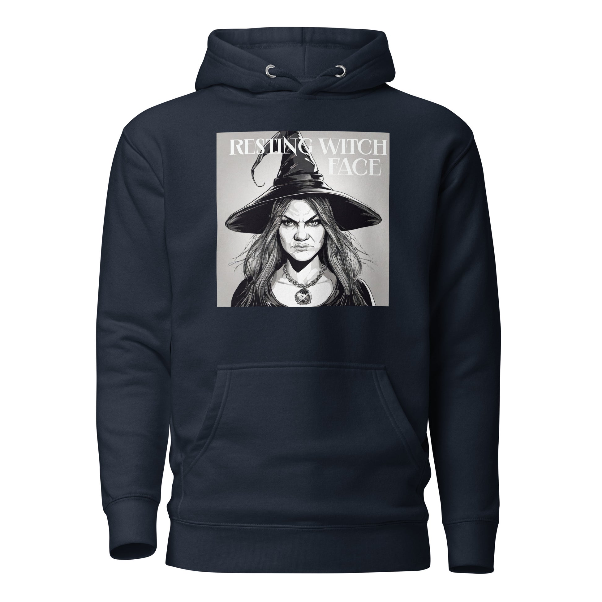 Resting Witch Face Women's Halloween Hoodie Navy Blazer