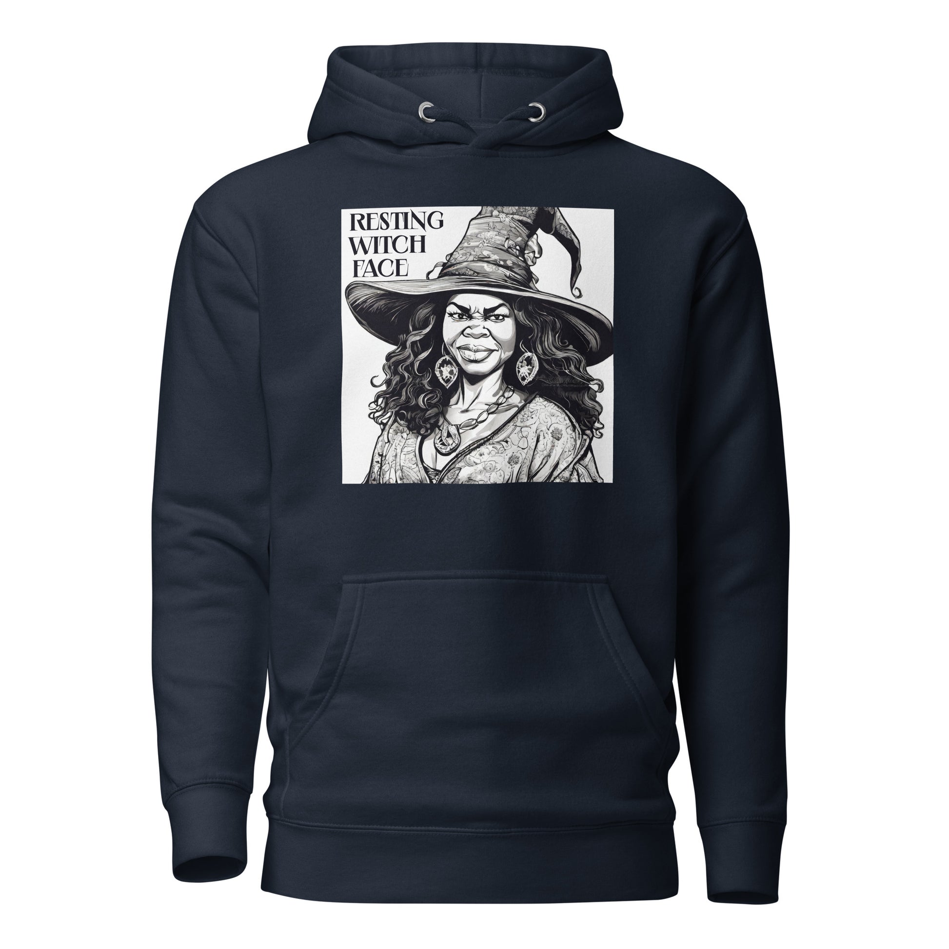 Resting Witch Face Women's Halloween Hoodie Navy Blazer