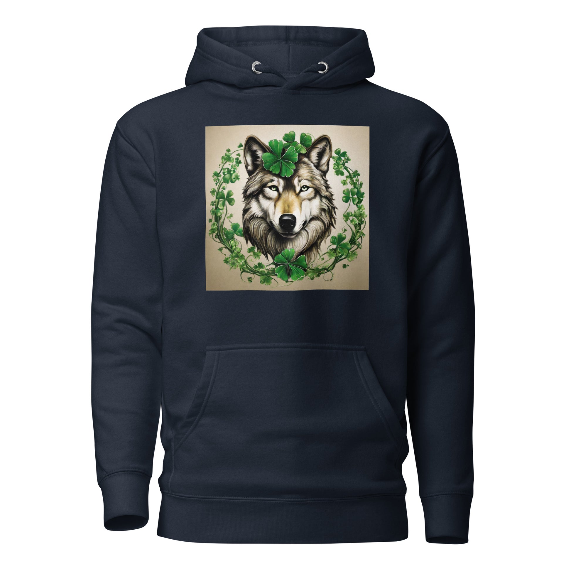 Wolf & Shamrocks Women's St Patrick's Day Hoodie Navy Blazer