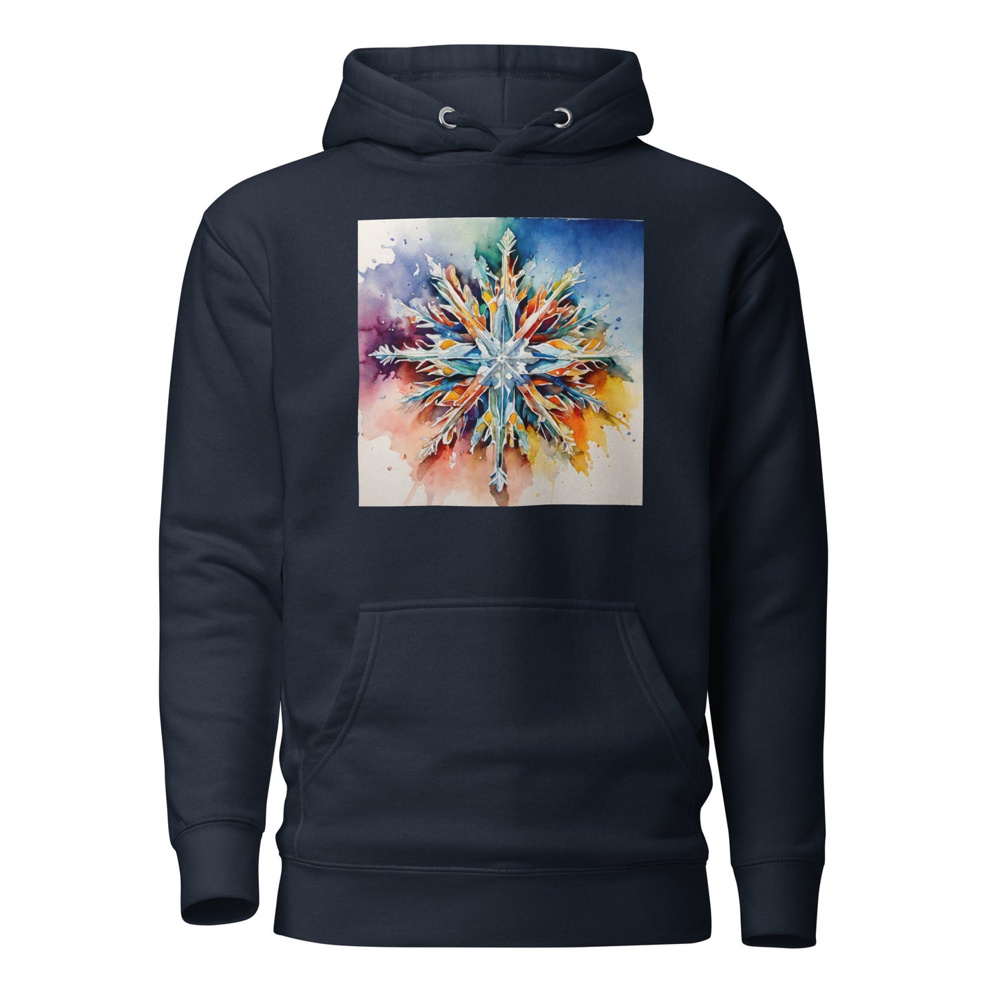 Colorful Snowflake Women's Christmas Hoodie Navy Blazer