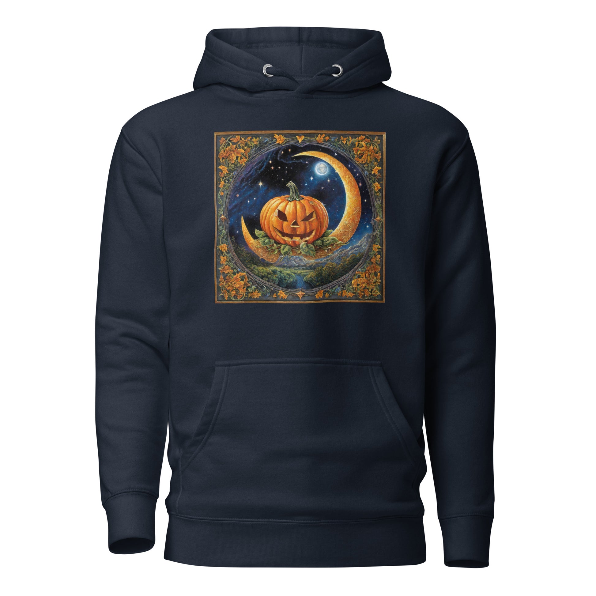 Jack O' Lantern Pumpkin Women's Halloween Hoodie Navy Blazer