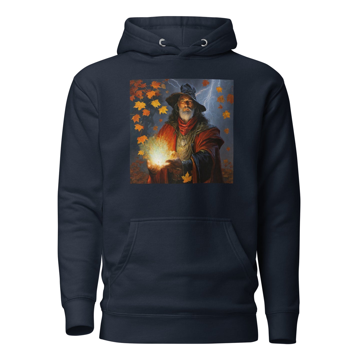 Autumn Wizard Making Fall Leaves Women's Graphic Hoodie Navy Blazer