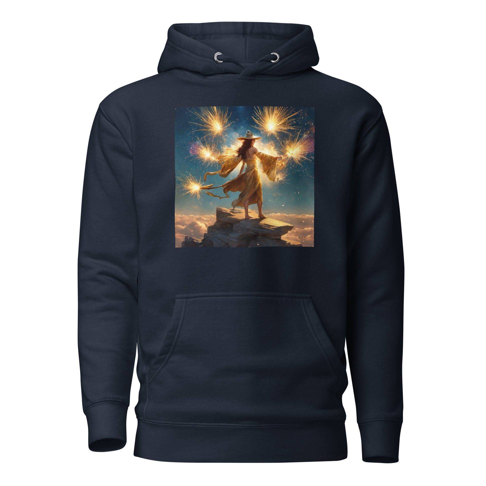 Sorceress Making Fireworks Women's 4th of July Hoodie Navy Blazer