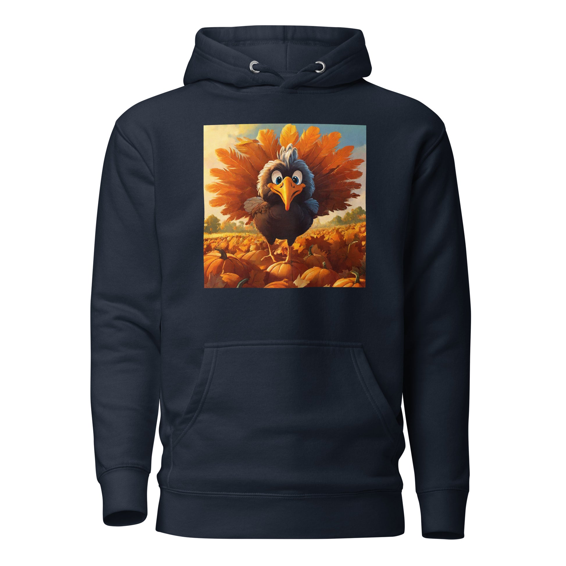 Cute Turkey Women's Thanksgiving Hoodie Navy Blazer