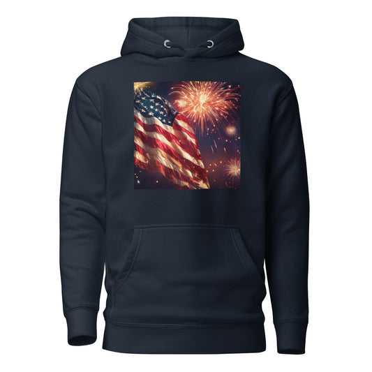 American Flag Women's 4th of July Hoodie Navy Blazer