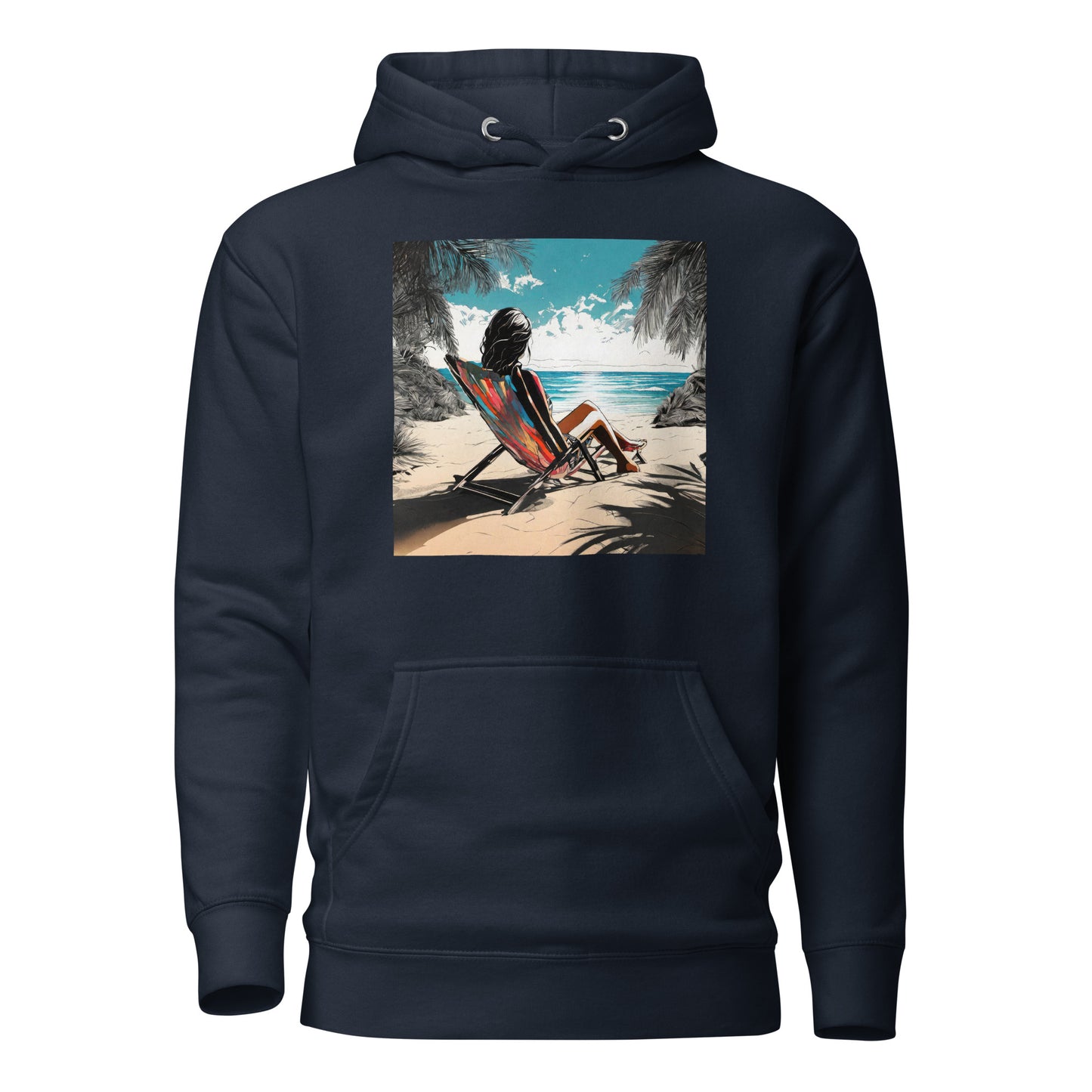 Relaxing on the Beach Women's Summer Hoodie Navy Blazer