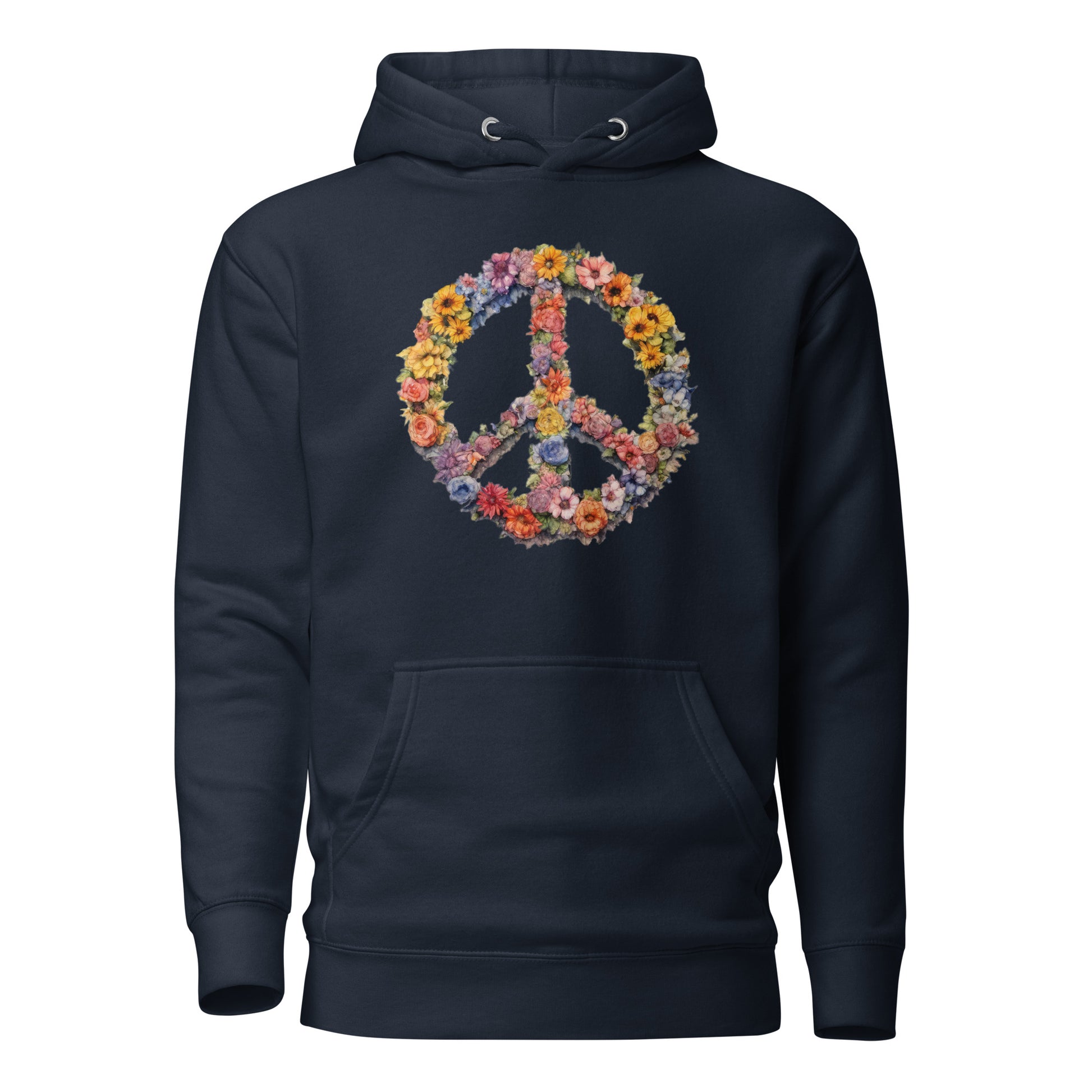 Flower Peace Sign Women's Hoodie Navy Blazer