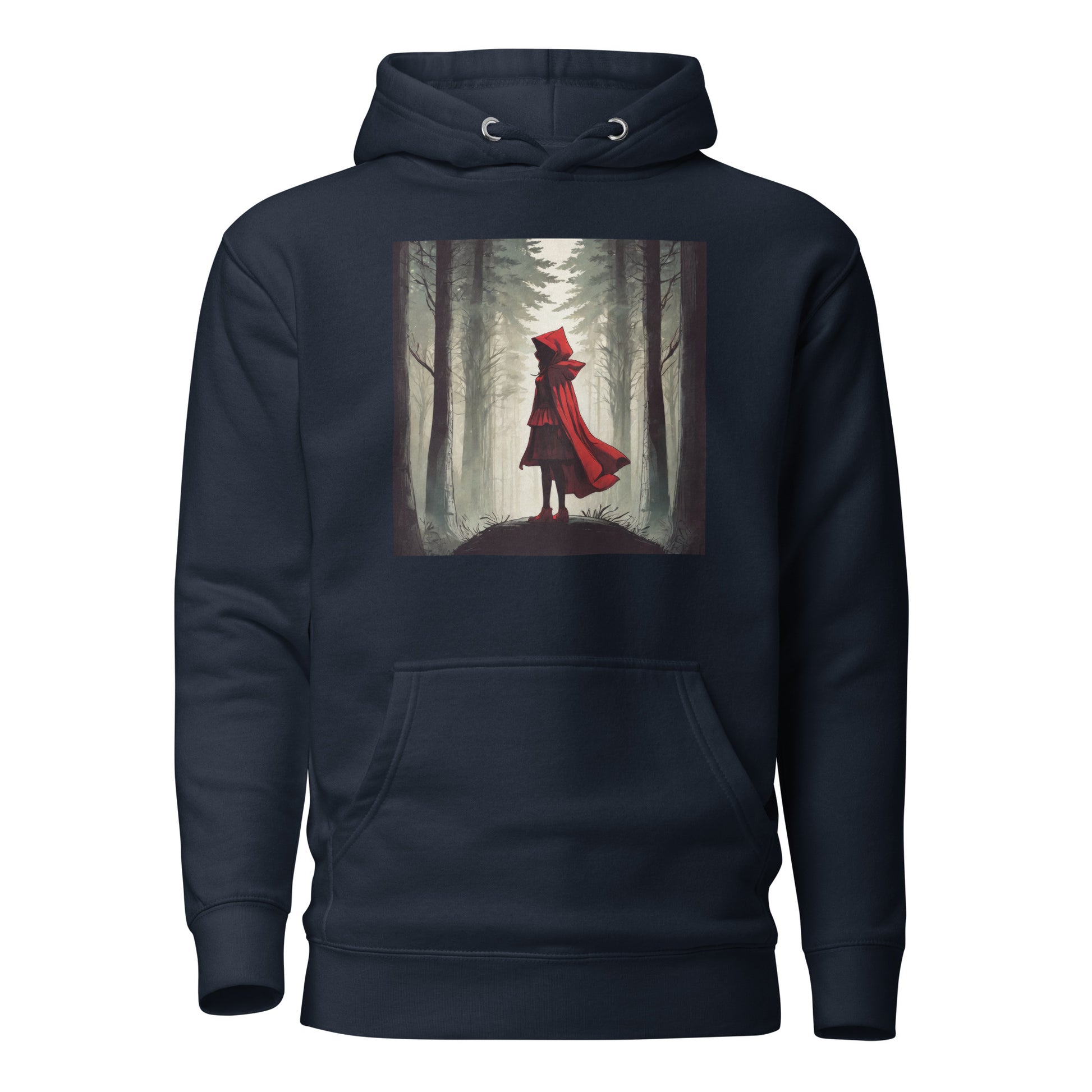 Bold Red Riding Hood in Forest Women's Fairy Tale Hoodie Navy Blazer