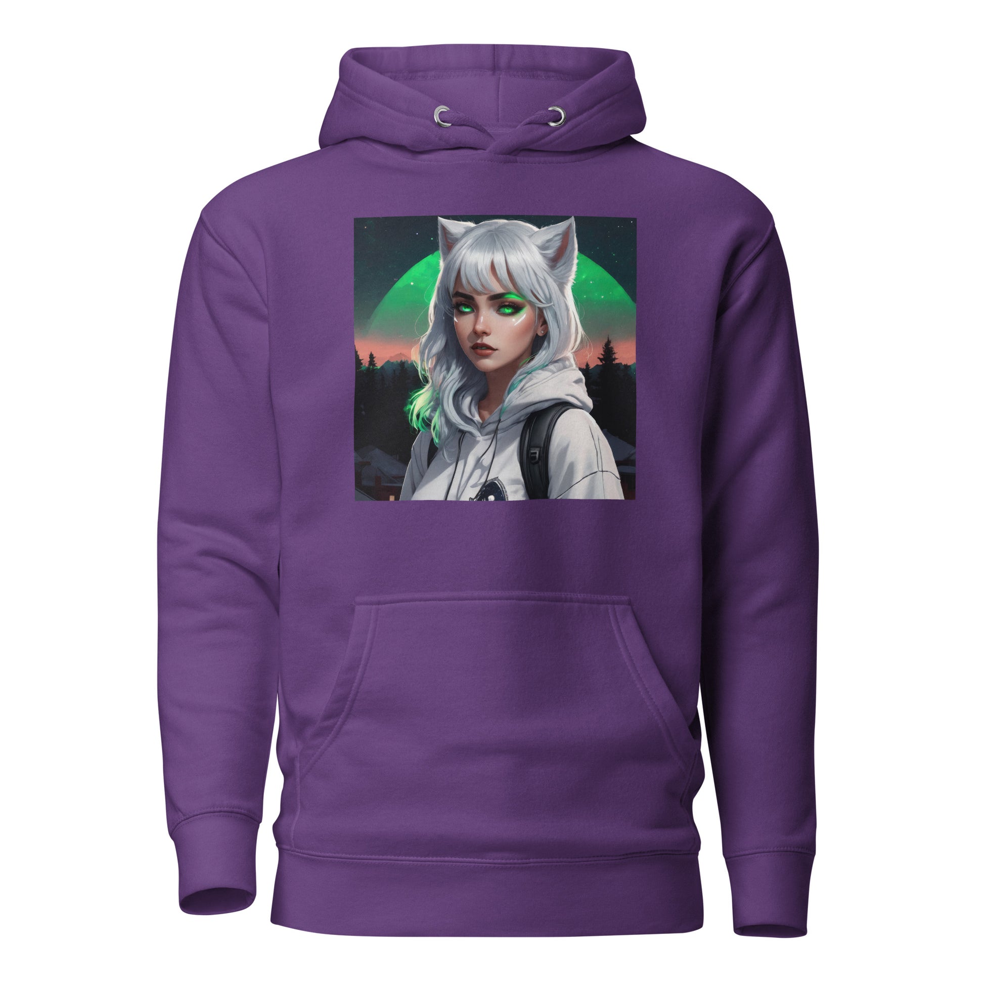 Cute Fox Girl Women's Graphic Hoodie Purple